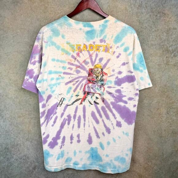 VINTAGE MEGADETH PEACE SELLS 1986 BAND T SHIRT SZ L SINGLE STITCH METAL TIE DYE - Picture 3 of 9